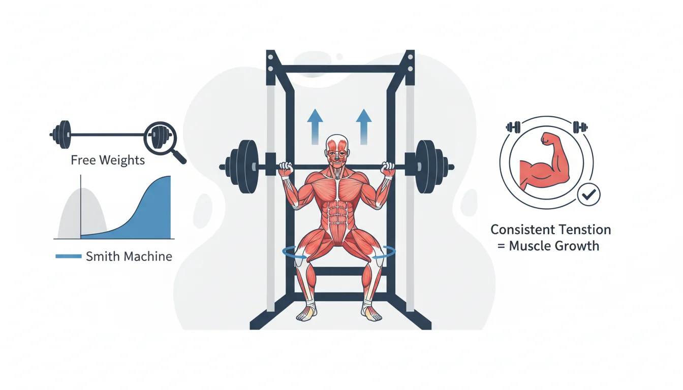 Illustration showing can smith machine build muscle concept