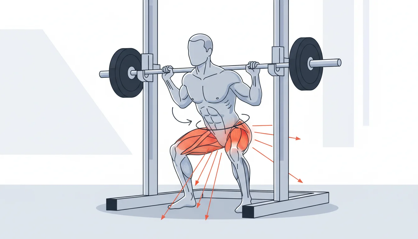 Illustration showing do smith machine squats work glutes concept