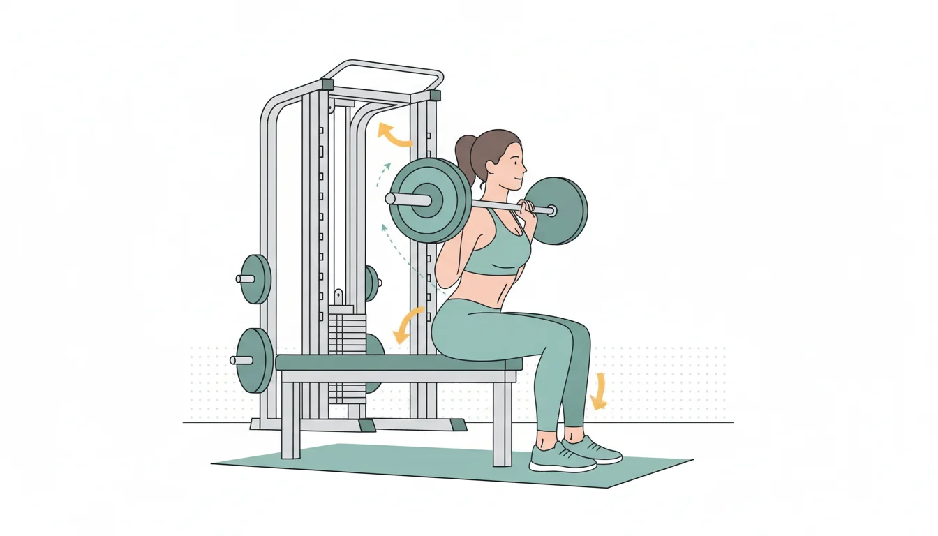Illustration showing how to hip thrust on smith machine concept