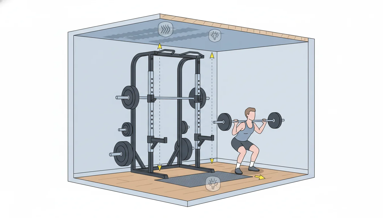 Illustration showing smith machine in apartment concept
