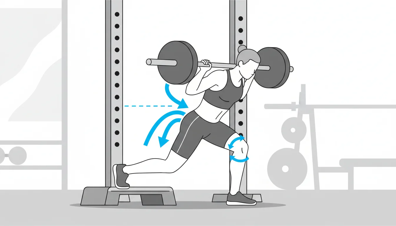 Illustration showing smith machine reverse lunges for glutes concept