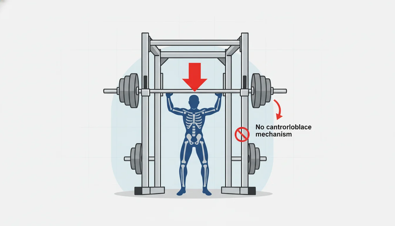 Illustration showing smith machine without counterbalance concept