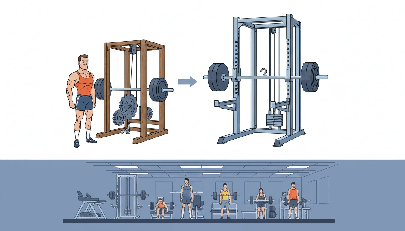 Illustration showing who invented the smith machine concept