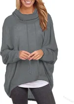 JEsilunmaMY Women's Turtleneck Sweatshirt Bat Sleeve Casual Loose Pullover Tops Solid Color Soft Comfy Sport Sweatshirts