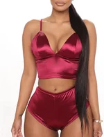JEsilunmaMY Two Piece Lingerie Set for Women Sexy V Neck High Waist Bra and Panty Set Silk Satin Straps Babydoll Sleepwear