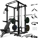 RitFit Power Cage with Optional LAT PullDown/Cable Crossover, 1000LB Squat Rack for Home & Garage Gym, with Weight Storage Rack and More Training Attachments, ASTM-Certified
