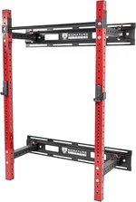3″ x 3″ Wall Mounted Fold-in Power Cage Squat Rack with Adjustable Pull Up Bar and J Hooks - Space-Saving Home Gym