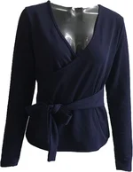 Women's Wrap V Neck Knit Tops Tie Waist Long Sleeve Solid Fall Sweaters Fashion Casual Knitted Pullover Tops