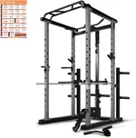 RitFit Power Cage with Optional LAT PullDown/Cable Crossover/Smith Machine System, 1000LB Squat Rack for Home & Garage Gym, with Weight Storage Rack and More Training Attachments, ASTM-Certified