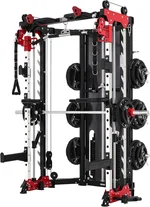 Altas Strength Folding Home Gym Smith Machine with Pulley System Gym Squat Rack Weight Bar Upper Body Strength Training Leg Developer Commercial Fitness Equipment Included Accessories 3107