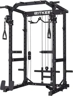 RitKeep Power Cage M10 for Home Weight Training, Power Rack with Pulley System, Multi-Function Workout Machine with Adjustable Cable Crossover System, and More Training Attachments