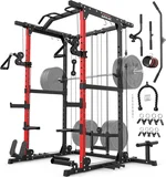 ARMAC Power Cage,1500lbs Multi-Function Power Rack with Adjustable Cable Crossover System and More Training Attachment, Weight Cage for Home Gym