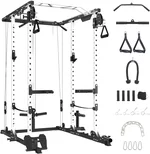 Power Cage, 2000 LBS Multi-Function Power Rack with LAT Pull Down Pulley System, Strength Training Squat Rack with Cable Cross-Over System, Versatile Workout Cage for Home Gym