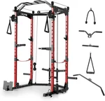 Power Cage, Multi-Functional Power Racks for Home Gym with Cable Crossover System, 1600LBS Weight Capacity Fitness Reality Squat Rack for Strength Workout with More Training Attachment