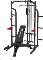 Power Rack Squat Rack with Pulley System, 1000LBS Power Cage Half Rack with Pull Up Bar,Safety Bar and Landmine,Gym Rack for Weight Lifting, Bench Press and Squat, with Weight Bench