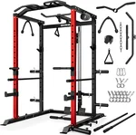 C1-V4 Power Cage, 2000LBS Squat Rack with LAT Pulldown, Multi-Function Weight Cage Strength Training Machine, Workout Cage with More Attachments for Home Gym Garage