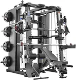 EM938G Strength Machine: Smith Machine, Squat Rack, Pull Up Bar, Upper Body Strength Training, Leg Developer, Commercial Home Gym (Black, 340 LBS)