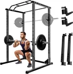 Fitness Power Cage with Protection Arm, 1200 Lbs Capacitys Adjustable Squat Rack, 44.3 x 45.6 x 81.5 Inch, 14.0 sq.ft Footprint All in One Power Cage for Home Gym (Black)