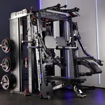 Commercial Smith Machine with Smith Bar, Power Cage Squat Rack with Lever Arm, Leg Press, LAT Pull Down System, Cable Crossover Machine