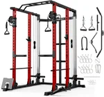 Mikolo Power Cage, 2200lbs Multi-Function Power Rack with Functional Trainer, Dual Independent Pulley System and More Training Attachment, Packages with Weight Bench, Olympic Barbell Weight Set