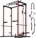 Multi-Functional Power Rack, 1200 Lbs Power Cage with Pulley System, Heavy Duty Squat Rack Training for Home Gym, Full Body Workout Rack Gym Equipment