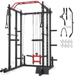Power Cage with Dual Pulley Cable Crossover System – 1200LBS Multi-Function Squat Rack for Home Gym, Heavy-Duty Steel Frame, 20+ Attachments Included