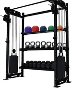 French Fitness Rig & Rack Functional Trainer w/3 Tier Storage 49" – Space-Saving All-in-One Home Gym with Cable System, Integrated Storage, and Durable 11-Gauge