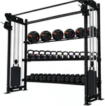 French Fitness Rig & Rack Functional Trainer w/3 Tier Storage 78" | Space-Saving All-in-One Workout Solution