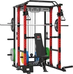 EVOLPOW Power Cage Squat Rack P3A with Pulley System and Extra Weight Storage Rack -Red Package 260LBS Bumper Plates Set