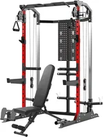 Power Cage, 2000LB Squat Rack, Dual Pulley Cable Crossover System, Multi-Function Free Weight Home Gym Workout Machine with Bench Attachments