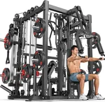 Power Cage with Cable Crossover System, Multi-Function Smith Machine Squat Rack for Home Gym, Power Rack and Packages Weight Sets