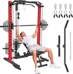 All-in-One Adjustable Smith Machine with LAT-Pull Down System Multi-Function Power Cage for Home Gym