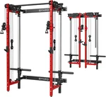 Folding Squat Rack, Wall Mounted Power Rack with Cable Crossover Machine & LAT Pull Down, Heavy Duty 1000lbs Capacity Squat Cage