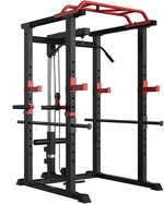 Multi-Functional Power Cage,Home Adjustable Pullup Squat Rack 1000Lbs Capacity Comprehensive Fitness Barbell Rack, Black Red