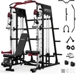 Mikolo M4 & M4 Ultra Smith Machine with Cable Crossover System, Multi-Function Power Cage Squat Rack for Home Gym, Power Rack and Packages (REDPL Bench)