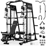Mikolo M4 & M4 Ultra Smith Machine with Cable Crossover System, Multi-Function Power Cage Squat Rack for Home Gym, Power Rack and Packages (BLKULTRA Bench)