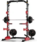 HARISON Squat Rack for Home Gym, Multifunction Power Cage with Pull-Up Bar, Home Gym with Weight Plate Storage and Barbell Holder