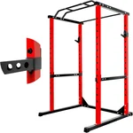 Vohala Heavy-Duty Power Cage Squat Rack for Home Gym - 1800LB Capacity, 14 Adjustable Positions, All-in-One Strength Training Station with Pull-Up Bar, Safety Bars & Weight Plate Holders (Red)