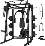 Smith Machine for Home Gym, 2000 LBS Multifunctional Power Cage with Cable Crossover System, Chest Fly Station, Multi-Function Home Gym System Full Body Training Equipment