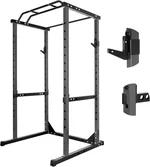 1200lbs Heavy Duty Power Cage, Black Squat Rack with Safety Bars, Adjustable J-Hooks and Safety Arms, KQZZIV Power Rack System for Home Gym, Weightlifting and Cross Training