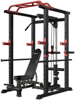 Multi Functional Power Cage, Home Adjustable Pullup Squat Rack 1000Lbs Capacity Comprehensive Fitness Barbell Rack with Weight Bench