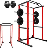 1200LB Power Cage, Squat Rack with LAT Pulldown, Multi-Function Weight Cage Strength Training Machine
