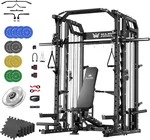 Major Fitness Drone2 Pro Strength Training Smith Machines, All-in-One Home Gym Squat Rack with Aluminum Pulley Set & Rubber Flooring Gym Mats & Cable Crossover for Full-Body Workouts