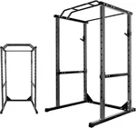 Barbell Rack 1200LBS, Multi-Function 2 in 1 Weight Lifting Squat Stand Rack with J Hook, Adjustable Power Cage Stand with Standard J-Hooks, for Bench Press, Deep Squat, and Pull-up