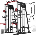 Smith Machine with Cable Crossover System for Home Gym,2200lbs Multi-Function Squat Rack Power Cage,All-in-One Fitness Equipment with LAT Pull-Down & Dual Pulley System & Leg Hold-Down Attachment