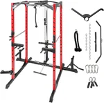 Power Cage Multi-Function Home Gym Rack with Adjustable Cable Crossover, 13 Height-Adjustable Pillars, Commercial-Grade Steel Frame, Versatile Workout for Full-Body Training - Ideal for Home Gym & ...