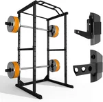 1500LBS Multi-Functional Squat Rack Cage with Pull Up Bar,14 Layers Adjustable Power Rack Cage Squat Stand with Barbell Holder, Indoor&Outdoor 82 * 46 * 46in Commercial-grade standard for Home Gym