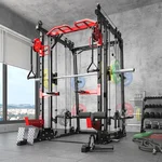 Smith Machine with LAT-Pull Down System & Cable Crossover Machine, 2000LBS Power Cage Rack for Garage Workout & Home Gym
