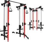 Foldable Power Rack: Wall Mounted Power Cage w/LAT Pull Down & Cable Crossover - Squat Rack for Home Gym, 1000lb Capacity