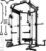 Garvee Smith Machine, 2200LBS All in One Squat Rack for Home Gym, Multi-Function Power Cage Cable Crossover System Strength Training Equipment, LAT Pulldown Machines, Smith Bar and More Attachments